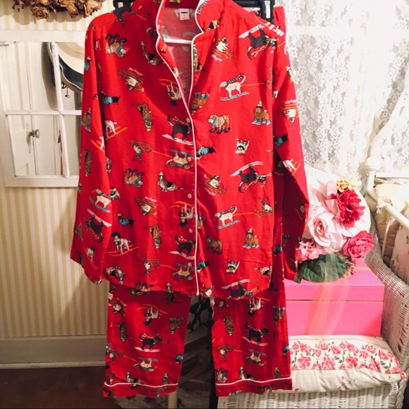 Old Navy Other - Old Navy Doggie Pajamas - M red flannel cotton